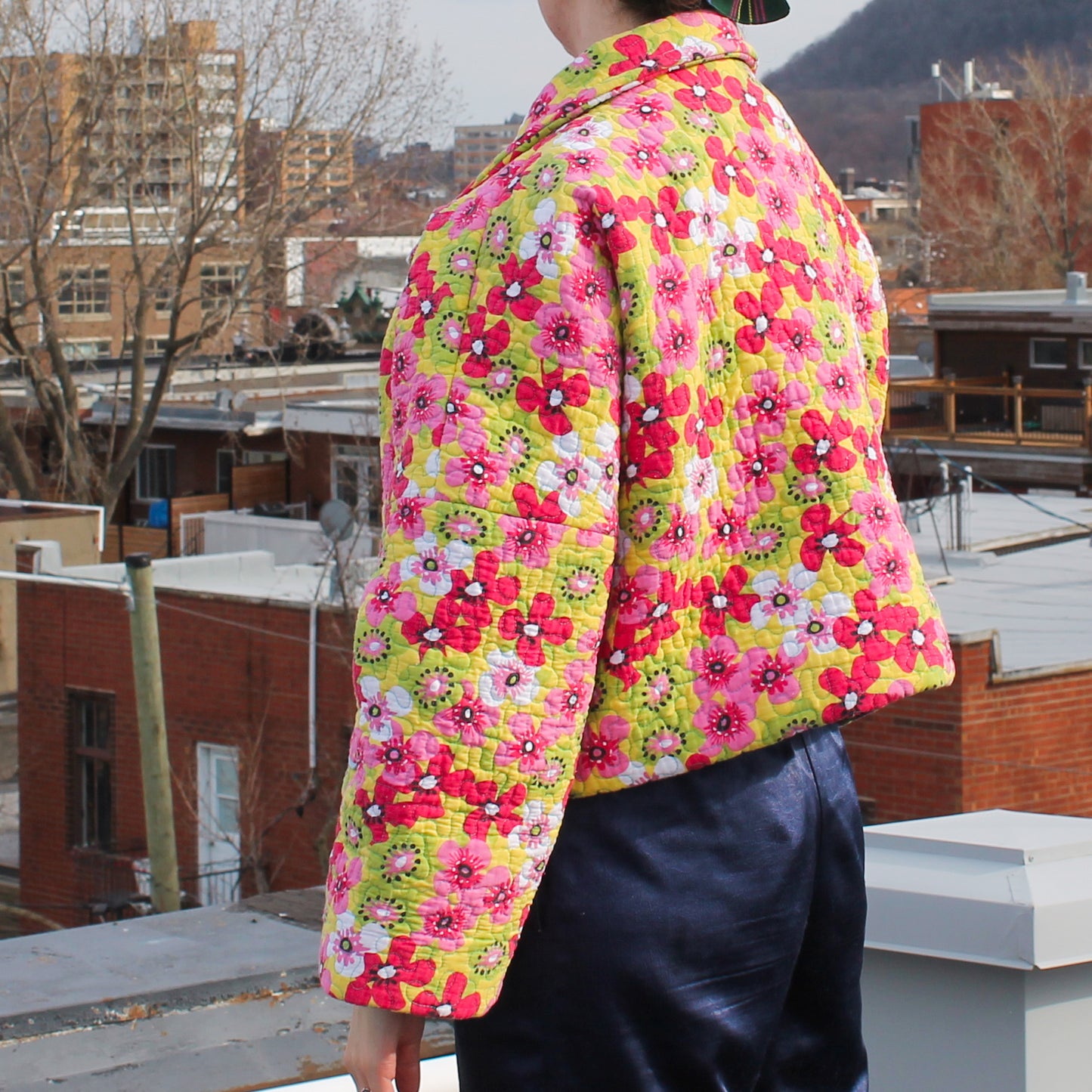 Handmade jacket from Montreal | One-of-a-kind artisanal jacket | Local ethical fashion | Original piece | Brown leather jacket | Upcycling