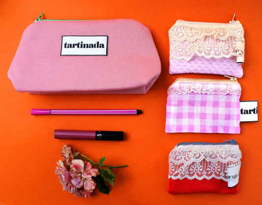 Deep Pink - Coin Purse - Vintage Lace | Retro-Chic Clutch - Handcrafted Gift - Handmade - Small Clutch - One-of-a-Kind Design