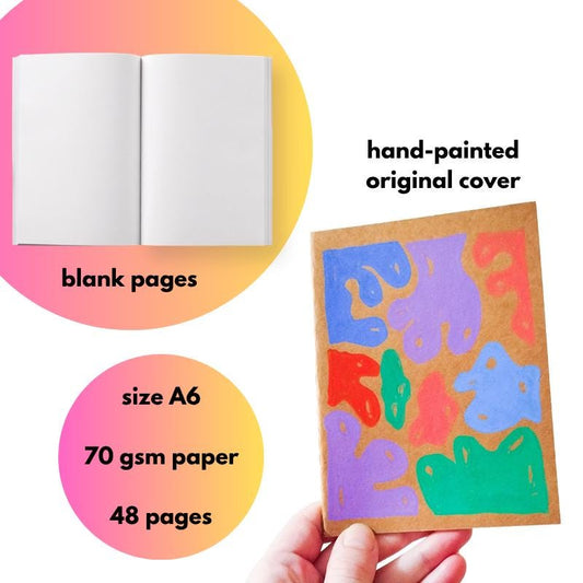 Hand-illustrated kraft notebook | A6 notebook | Original art notebook | Handcrafted gift | Abstract illustration | Children's notebook | Original illustration | Unique gift | Creative stationery