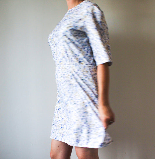 Blue Floral Vintage Dress | Handmade in Montreal | Upcycled Fashion | Women's Size Large | 1950s Inspired Dress | One of a Kind