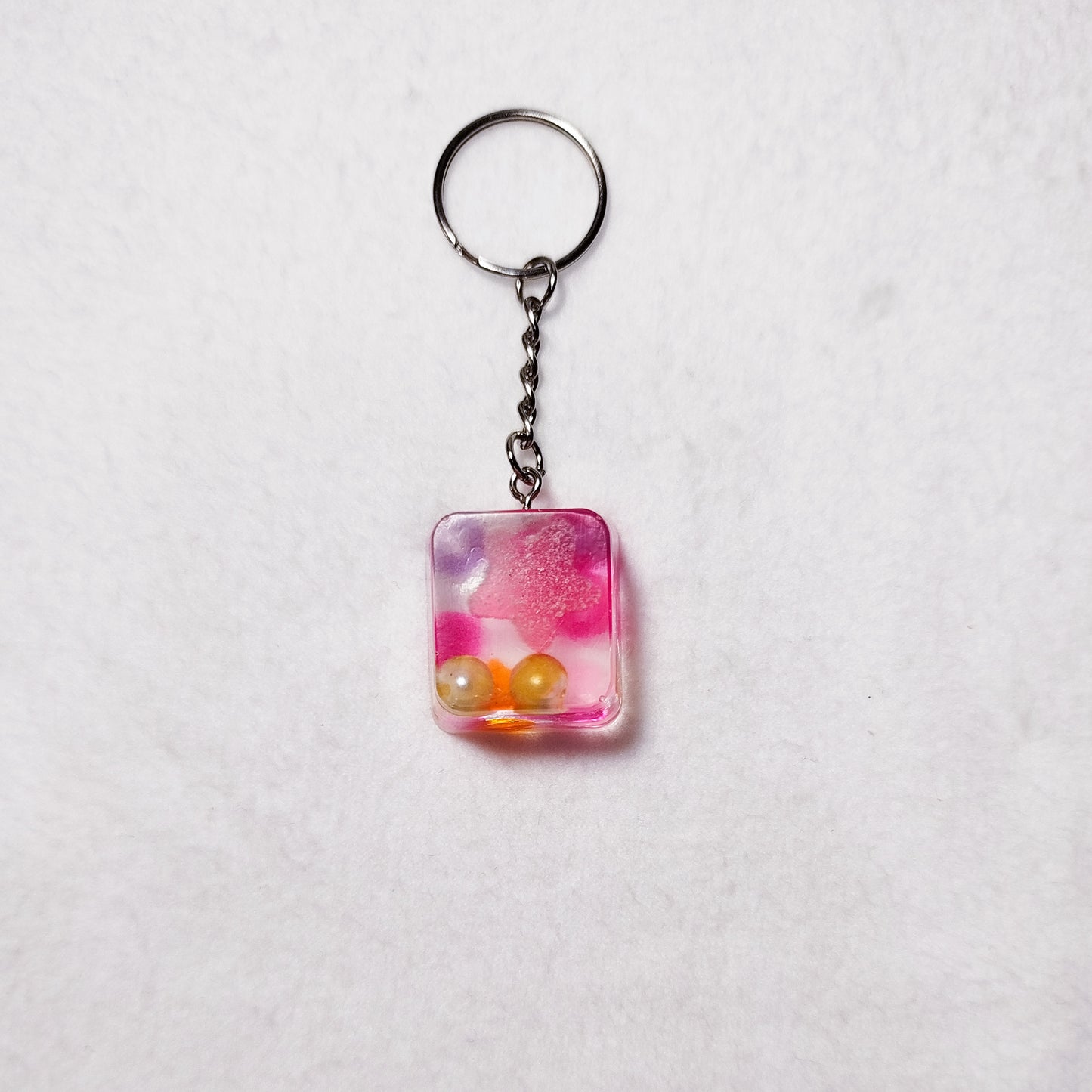 Handmade colorful ice cube keychain – Unique translucent resin, original kawaii keychain, bag charm, trendy handmade gift idea