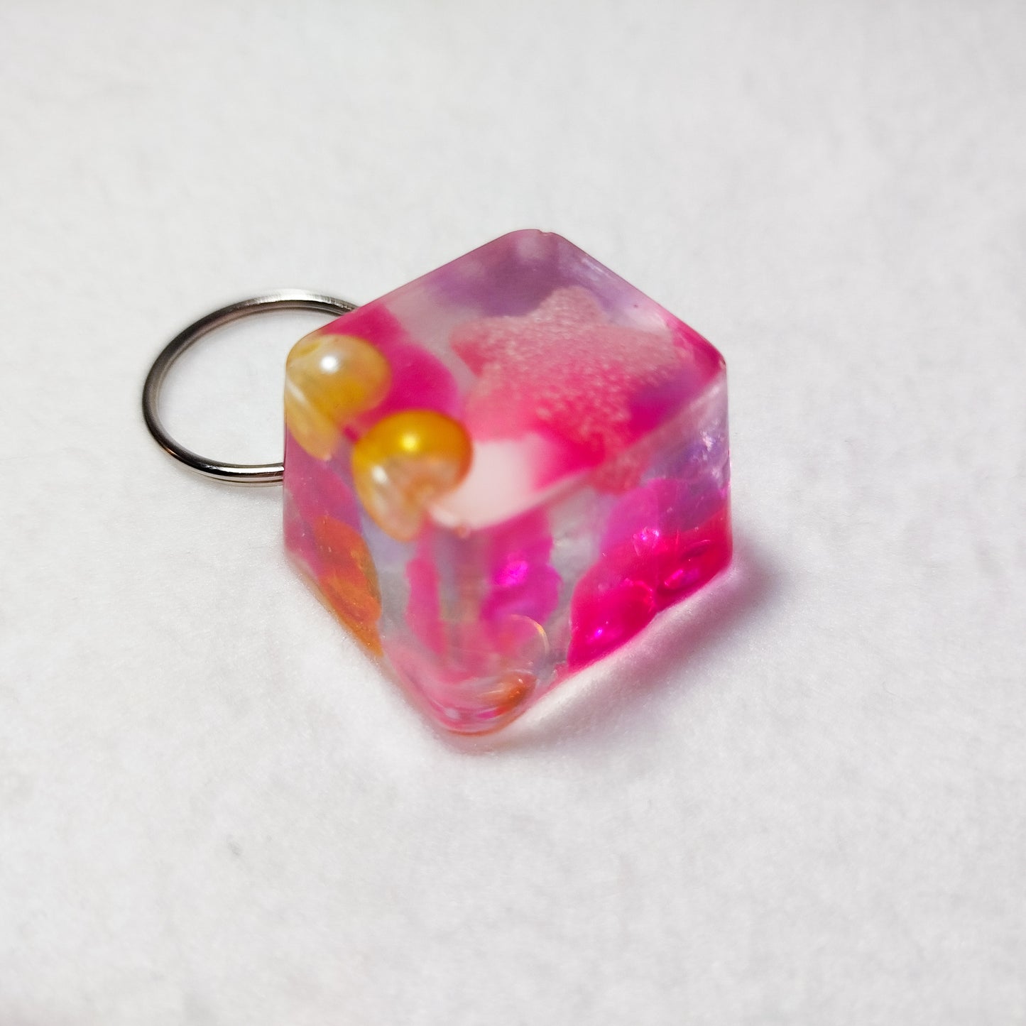 Handmade colorful ice cube keychain – Unique translucent resin, original kawaii keychain, bag charm, trendy handmade gift idea