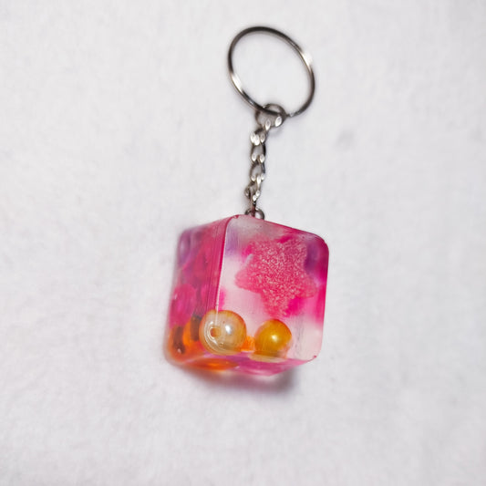 Handmade colorful ice cube keychain – Unique translucent resin, original kawaii keychain, bag charm, trendy handmade gift idea