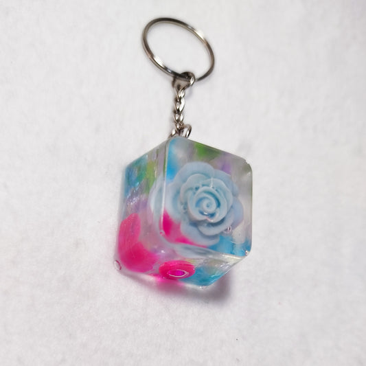 Handmade colorful ice cube keychain – Unique translucent resin, original kawaii keychain, bag charm, trendy handmade gift idea