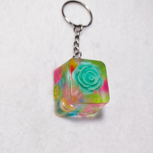 Handmade colorful ice cube keychain – Unique translucent resin, original kawaii keychain, bag charm, trendy handmade gift idea