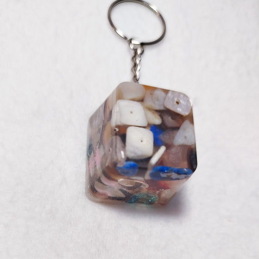 Handmade colorful ice cube keychain – Unique translucent resin, original kawaii keychain, bag charm, trendy handmade gift idea