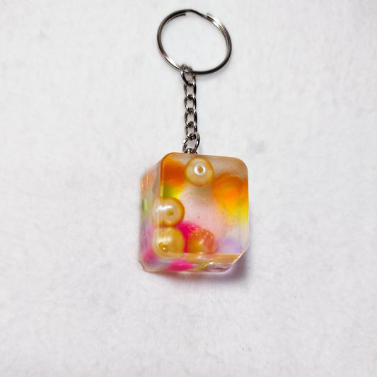 Handmade colorful ice cube keychain – Unique translucent resin, original kawaii keychain, bag charm, trendy handmade gift idea