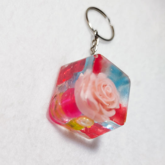 Handmade colorful ice cube keychain – Unique translucent resin, original kawaii keychain, bag charm, trendy handmade gift idea
