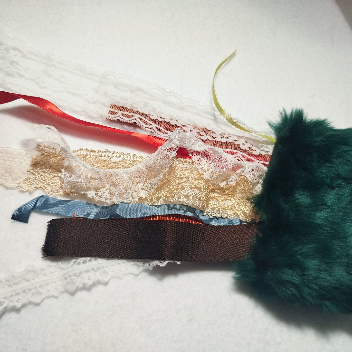 Green faux fur octopus charm | Faux fur bag charm, Original handmade bag charm, upcycled ribbons & lace, Unique gift