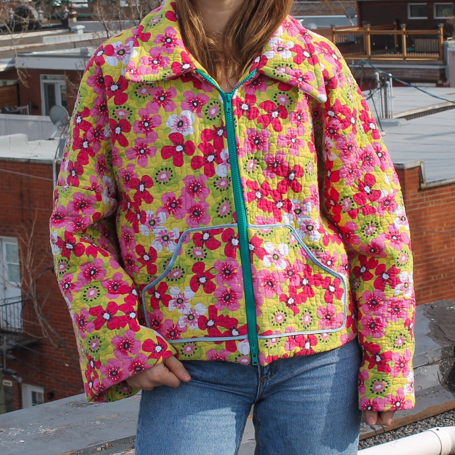 Handmade jacket from Montreal | One-of-a-kind artisanal jacket | Local ethical fashion | Original piece | Brown leather jacket | Upcycling
