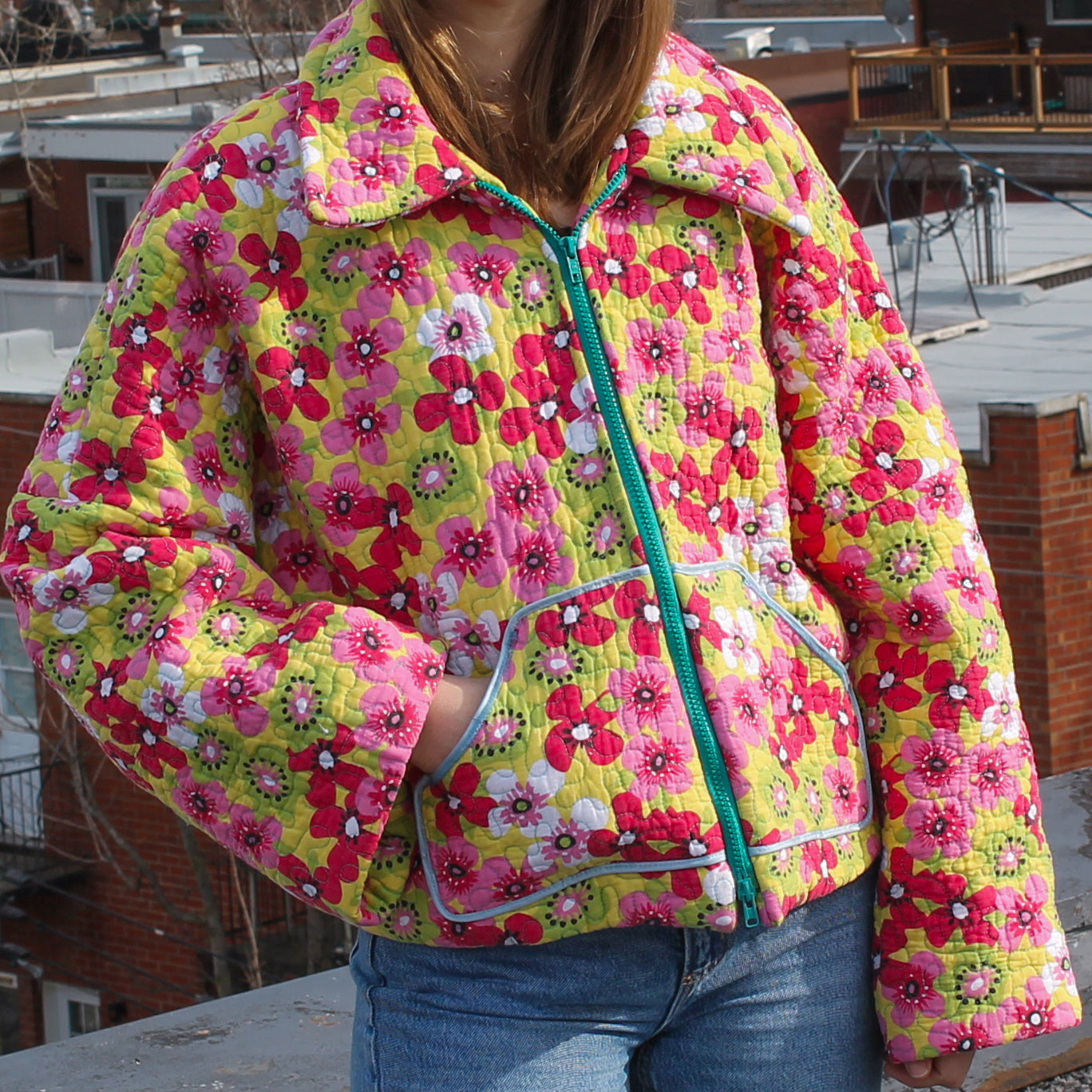Handmade jacket from Montreal | One-of-a-kind artisanal jacket | Local ethical fashion | Original piece | Brown leather jacket | Upcycling