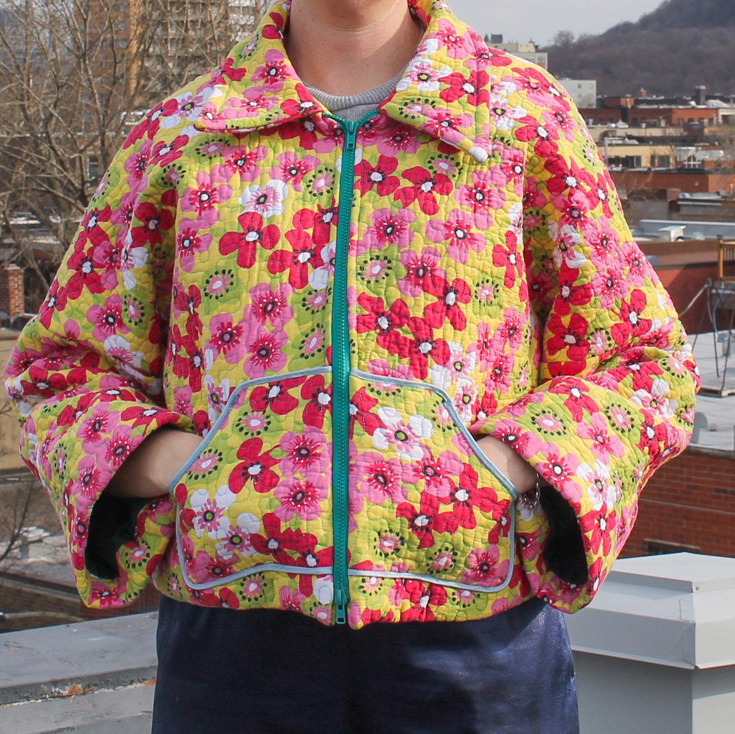 Handmade jacket from Montreal | One-of-a-kind artisanal jacket | Local ethical fashion | Original piece | Brown leather jacket | Upcycling