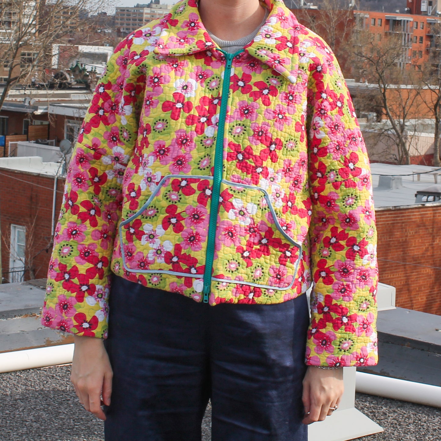 Handmade jacket from Montreal | One-of-a-kind artisanal jacket | Local ethical fashion | Original piece | Brown leather jacket | Upcycling
