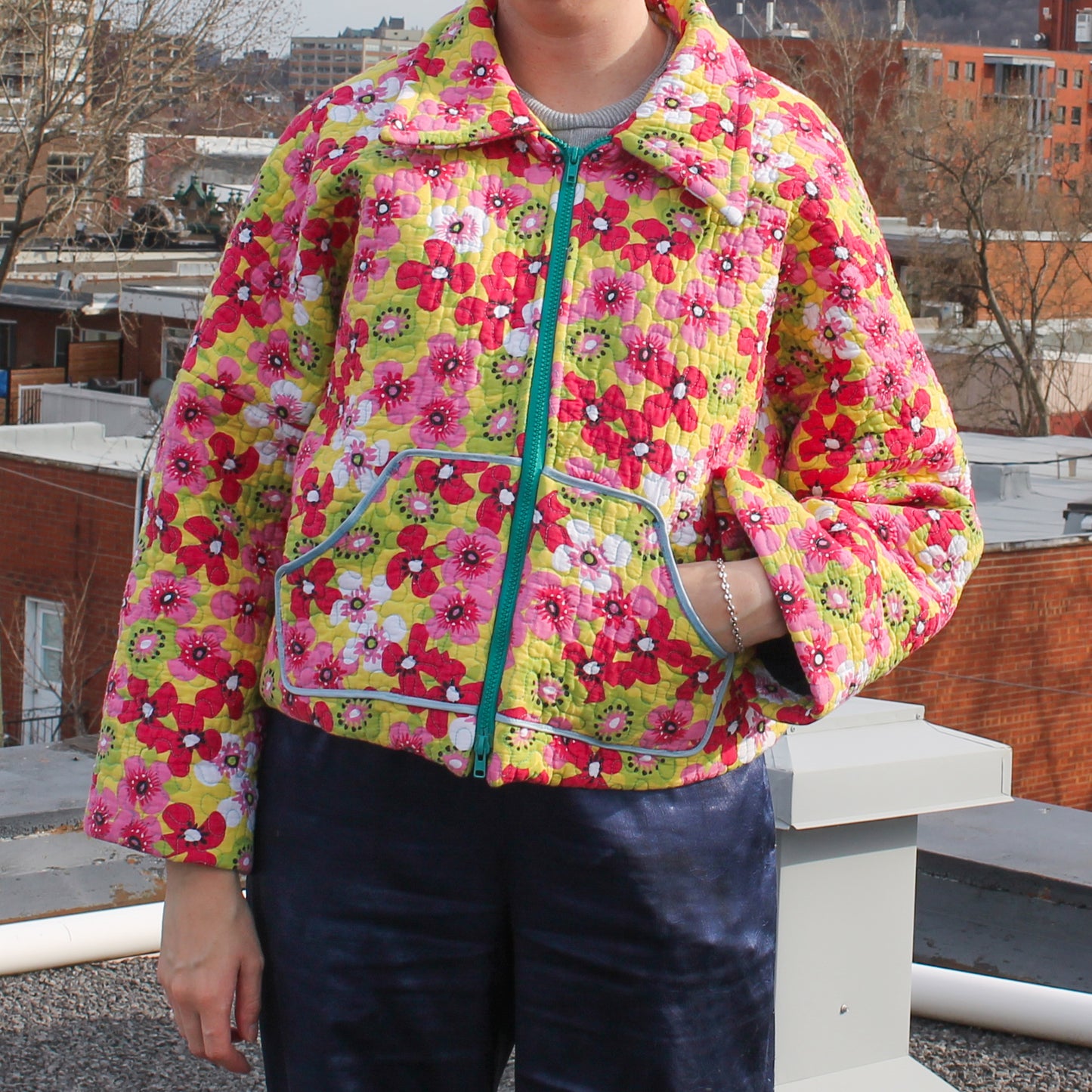 Handmade jacket from Montreal | One-of-a-kind artisanal jacket | Local ethical fashion | Original piece | Brown leather jacket | Upcycling