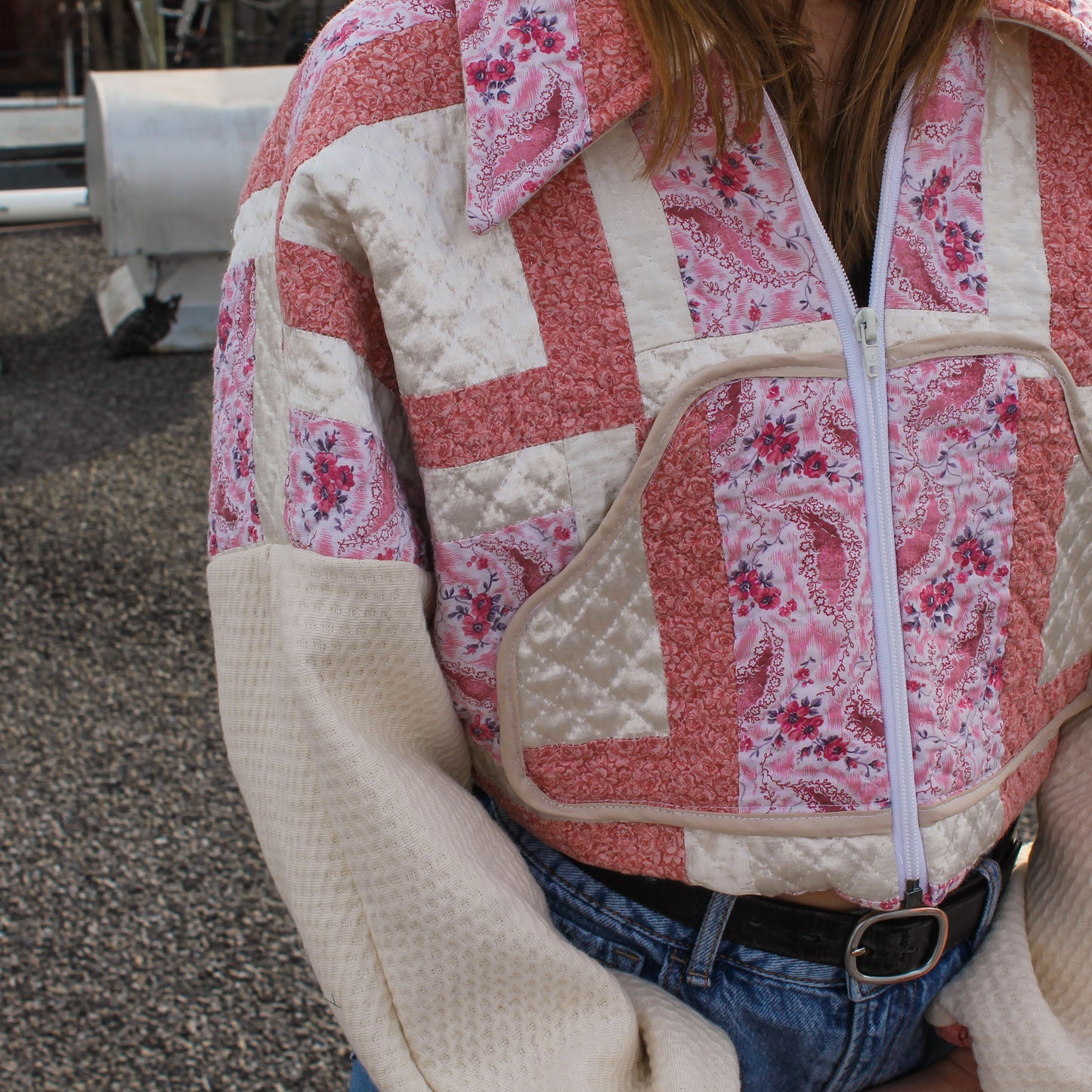 Handmade jacket from Montreal | One-of-a-kind artisanal jacket | Local ethical fashion | Original piece | Brown leather jacket | Upcycling