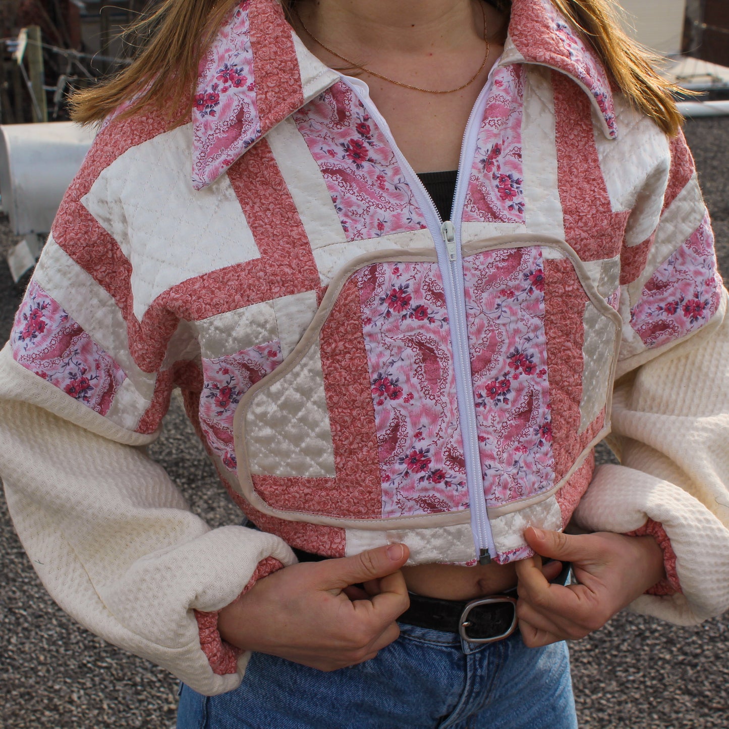 Handmade jacket from Montreal | One-of-a-kind artisanal jacket | Local ethical fashion | Original piece | Brown leather jacket | Upcycling