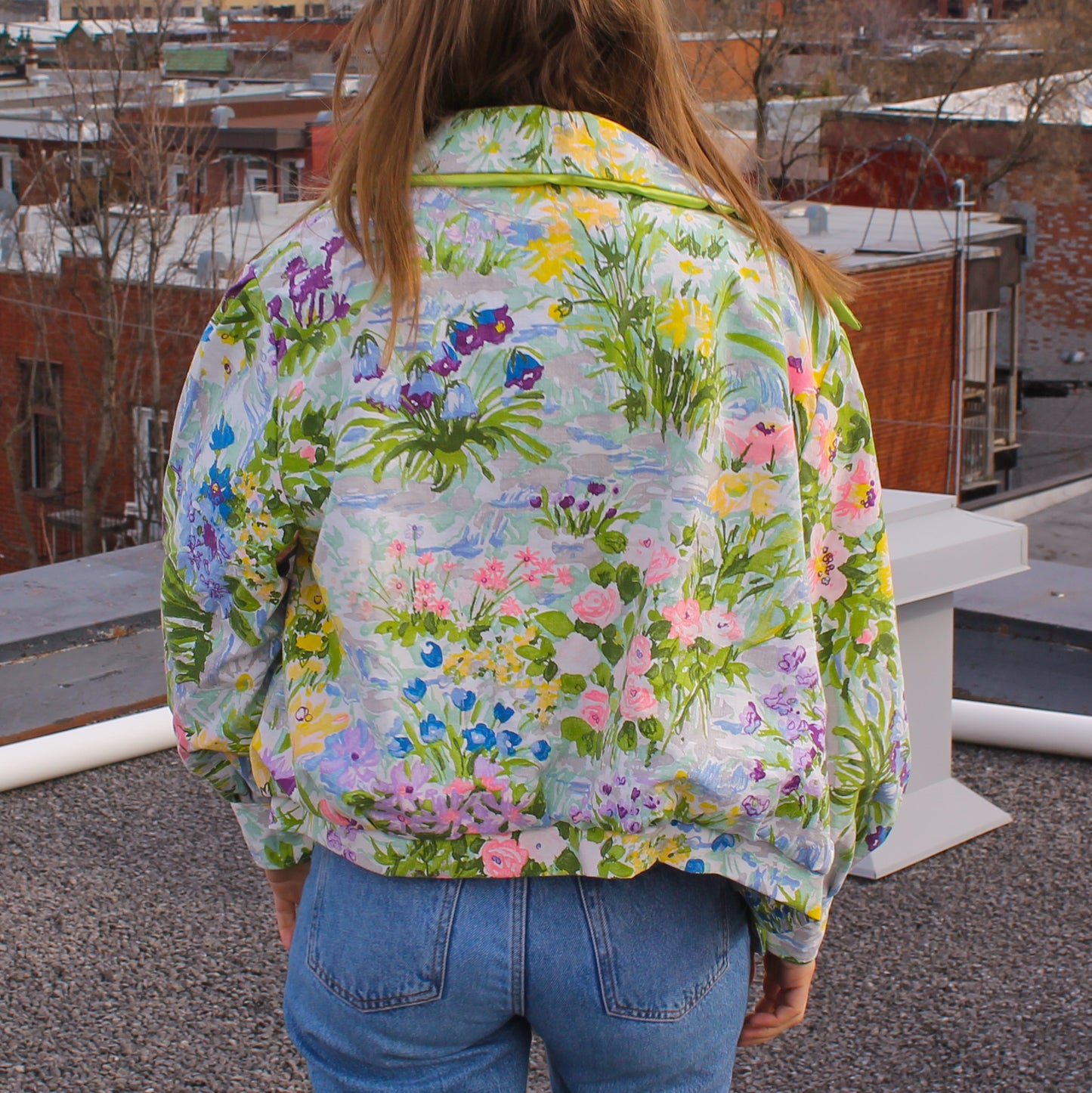 Handmade jacket from Montreal | One-of-a-kind artisanal jacket | Local ethical fashion | Original piece | Brown leather jacket | Upcycling