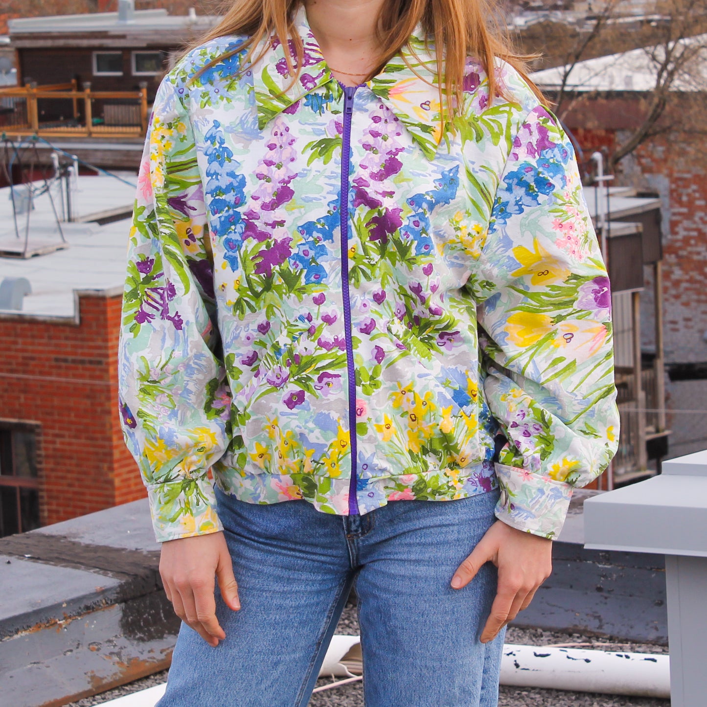 Handmade jacket from Montreal | One-of-a-kind artisanal jacket | Local ethical fashion | Original piece | Brown leather jacket | Upcycling