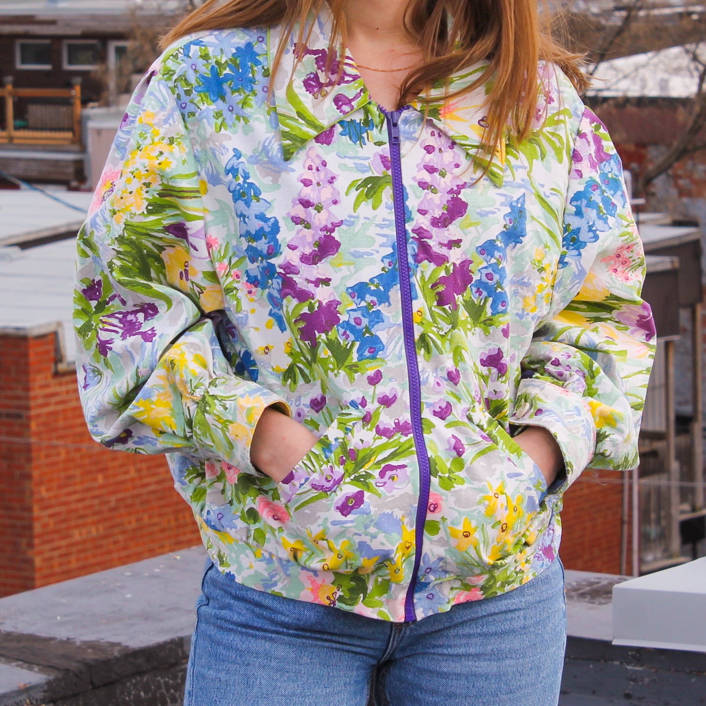 Handmade jacket from Montreal | One-of-a-kind artisanal jacket | Local ethical fashion | Original piece | Brown leather jacket | Upcycling