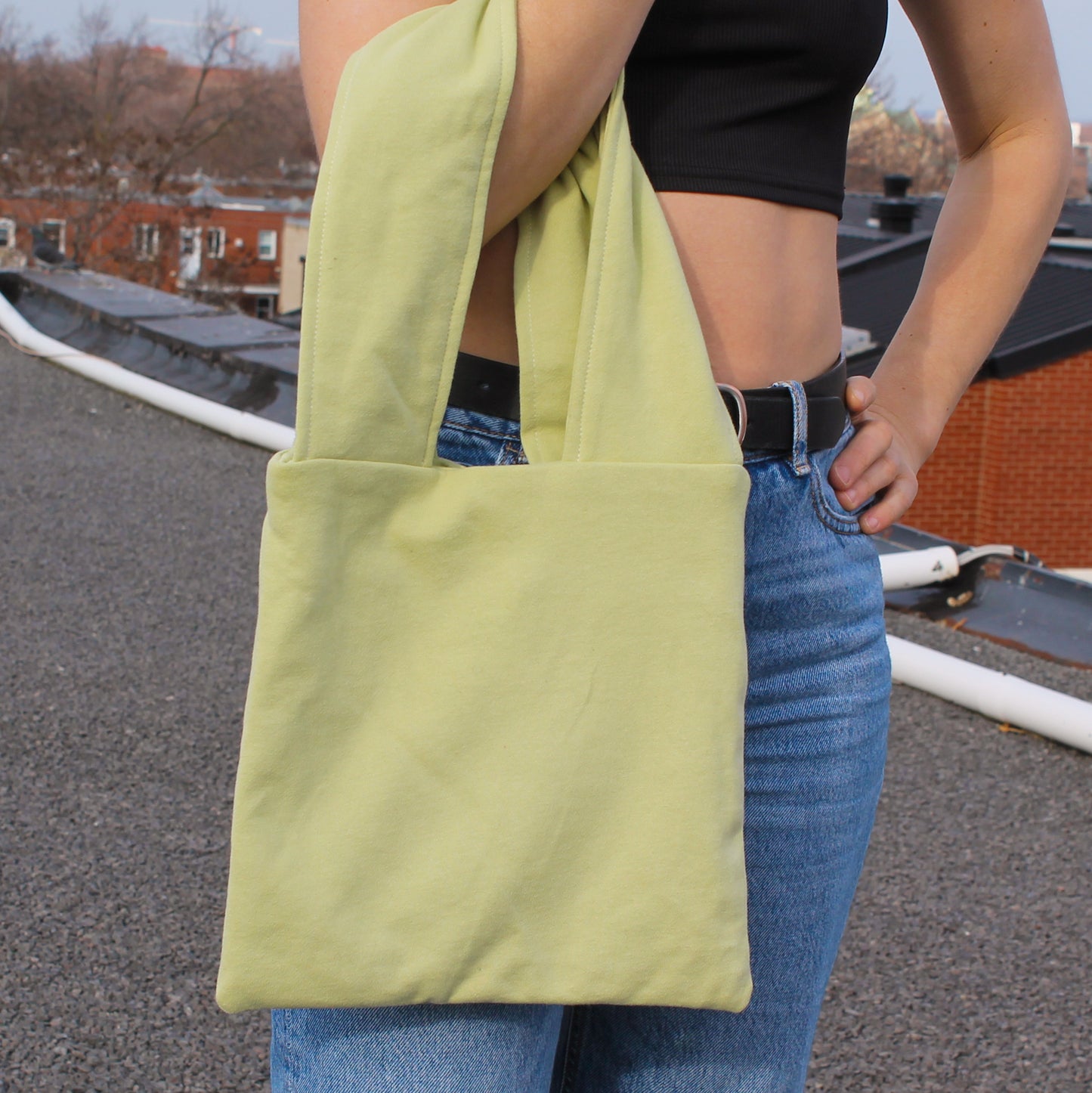 Handmade cozy sweatshirt fabric tote bag | Soft, chunky bag | Trendy minimalist tote