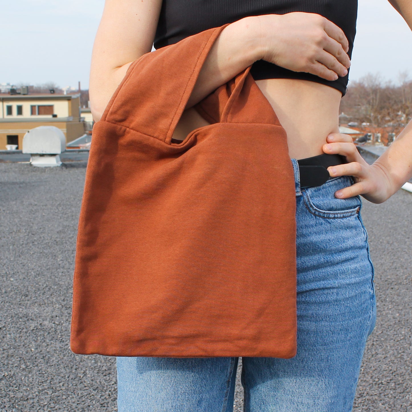 Handmade cozy sweatshirt fabric tote bag | Soft, chunky bag | Trendy minimalist tote