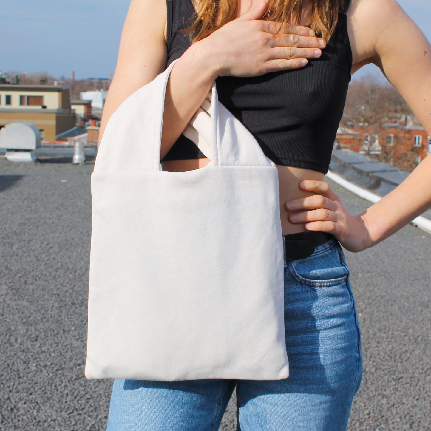 Handmade cozy sweatshirt fabric tote bag | Soft, chunky bag | Trendy minimalist tote