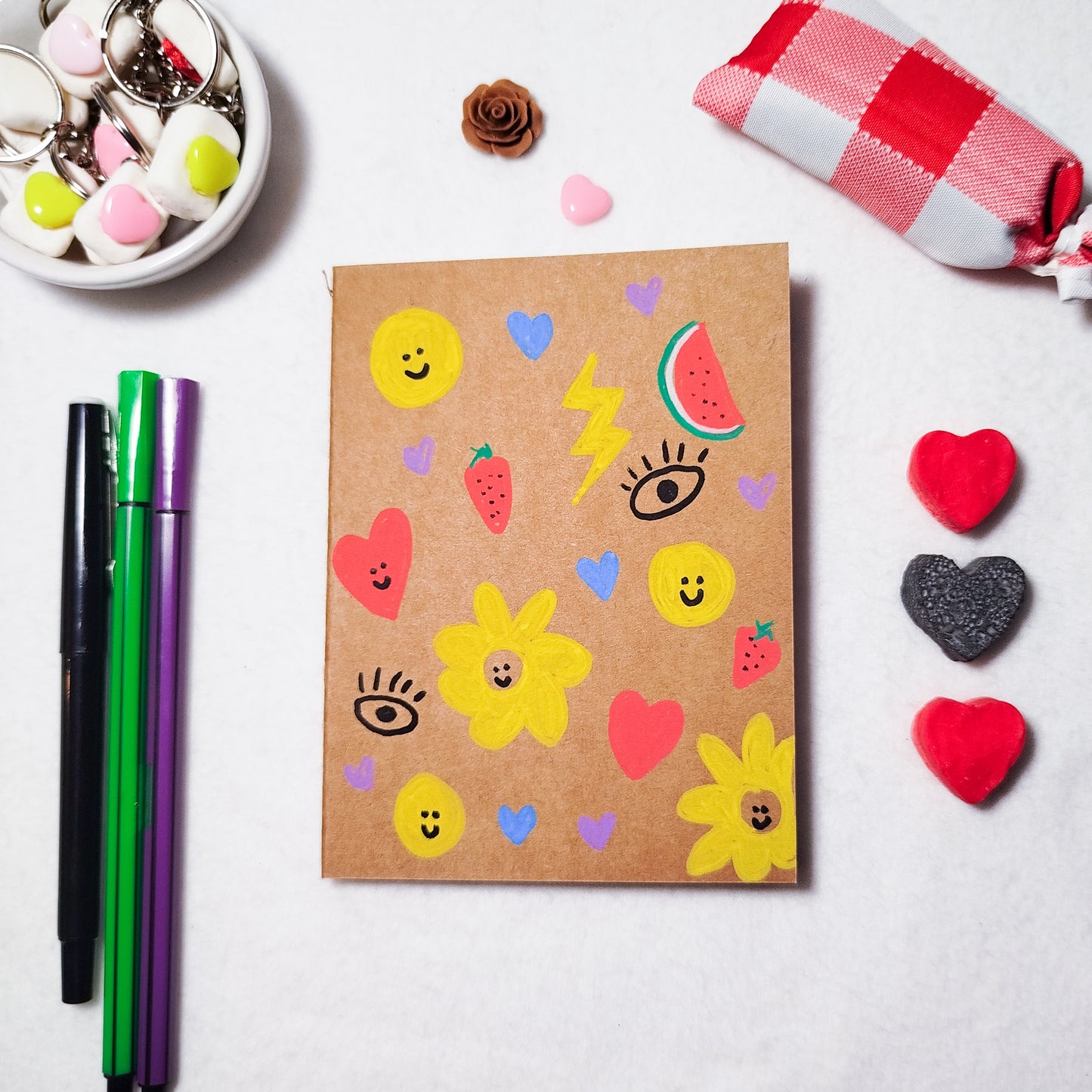 Hand-illustrated kraft notebook | A6 notebook | Original art notebook | Handcrafted gift | Abstract illustration | Children's notebook | Original illustration | Unique gift | Creative stationery