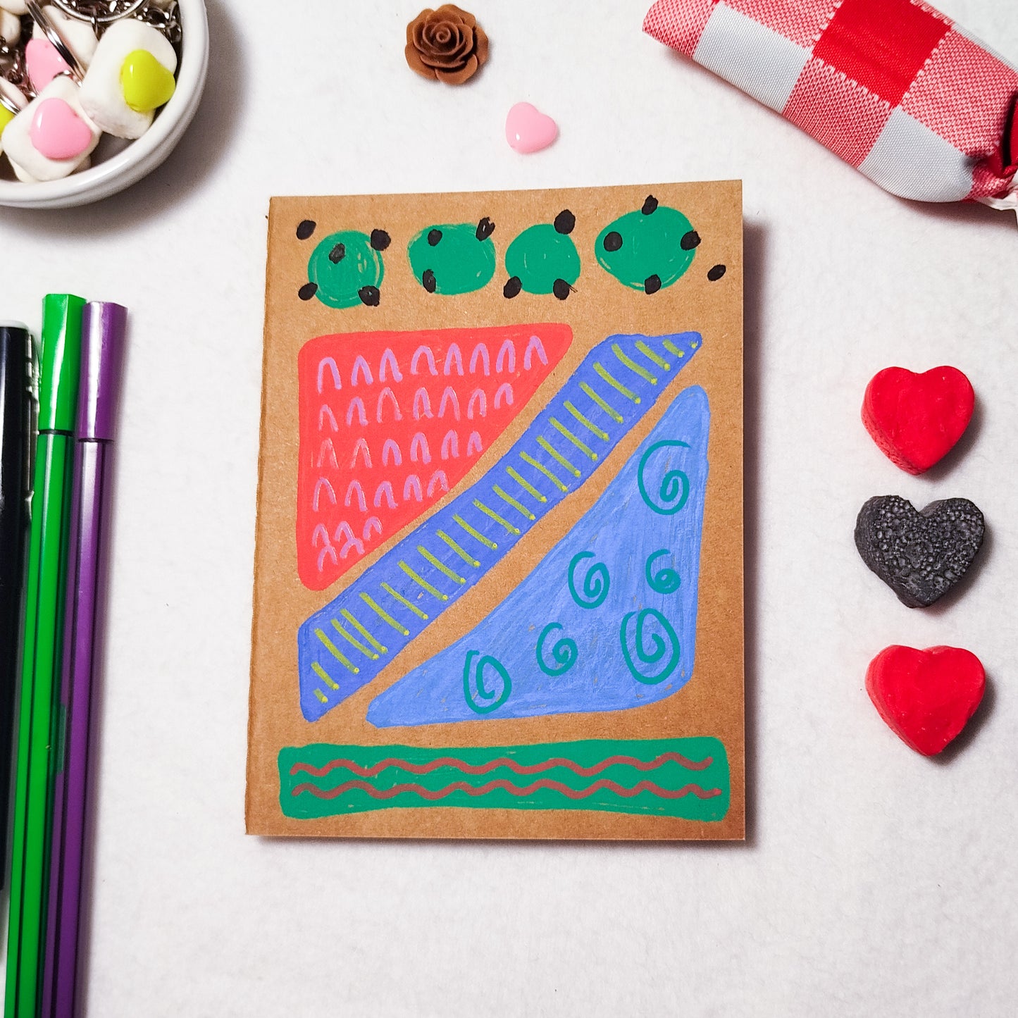 Hand-illustrated kraft notebook | A6 notebook | Original art notebook | Handcrafted gift | Abstract illustration | Children's notebook | Original illustration | Unique gift | Creative stationery