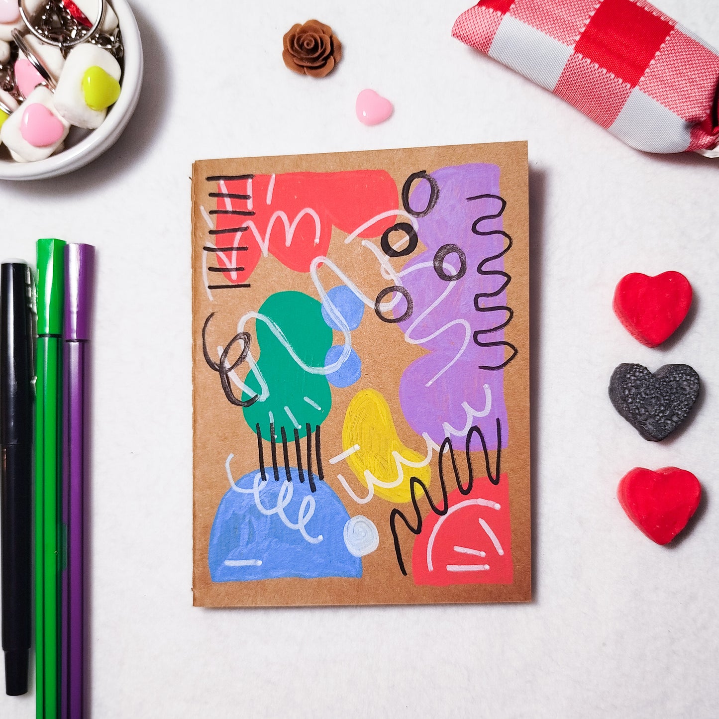 Hand-illustrated kraft notebook | A6 notebook | Original art notebook | Handcrafted gift | Abstract illustration | Children's notebook | Original illustration | Unique gift | Creative stationery