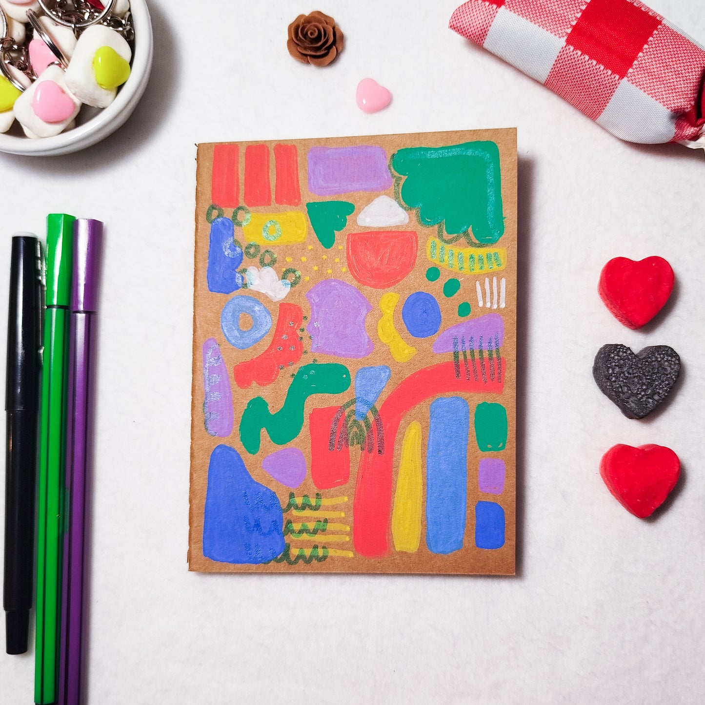 Hand-illustrated kraft notebook | A6 notebook | Original art notebook | Handcrafted gift | Abstract illustration | Children's notebook | Original illustration | Unique gift | Creative stationery