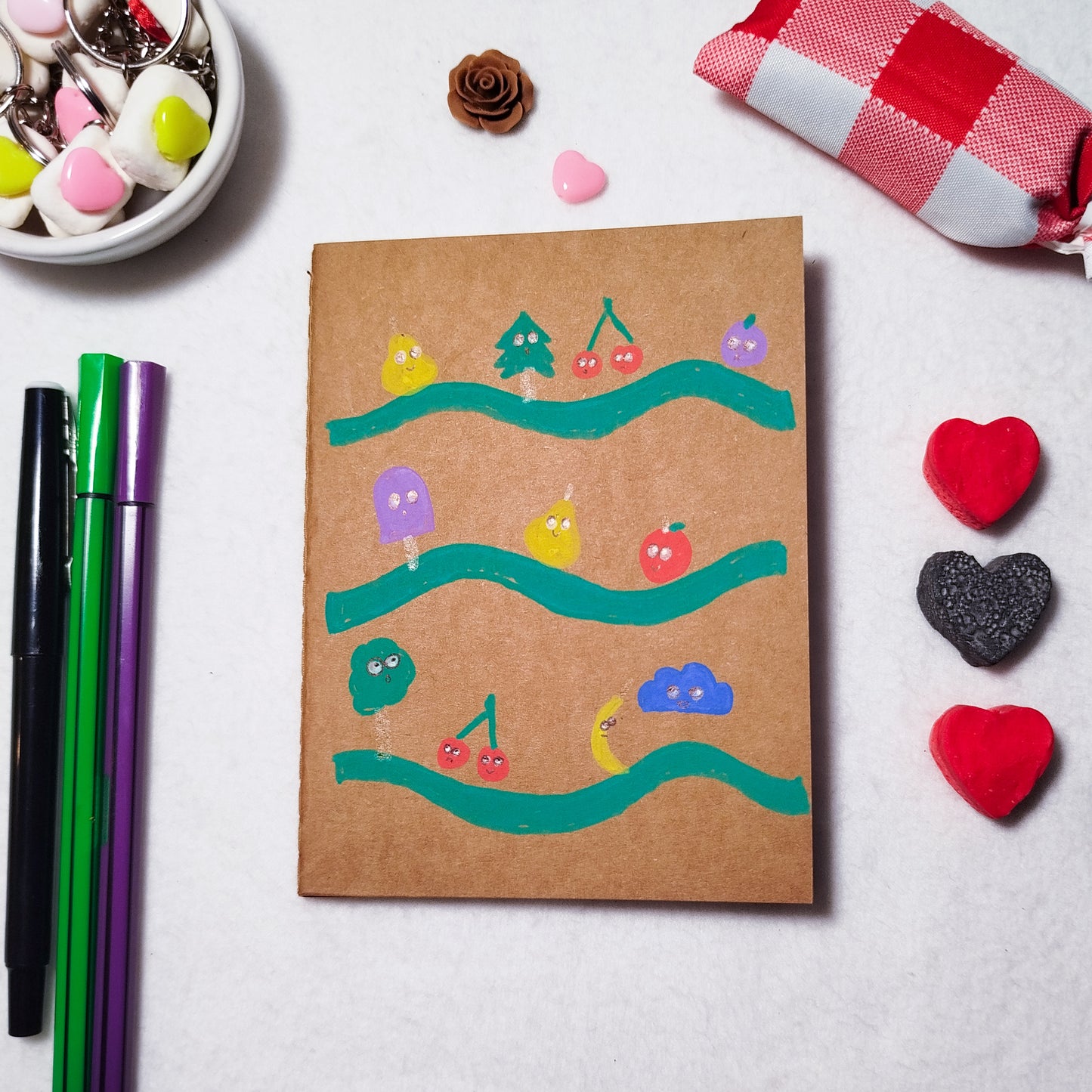 Hand-illustrated kraft notebook | A6 notebook | Original art notebook | Handcrafted gift | Abstract illustration | Children's notebook | Original illustration | Unique gift | Creative stationery