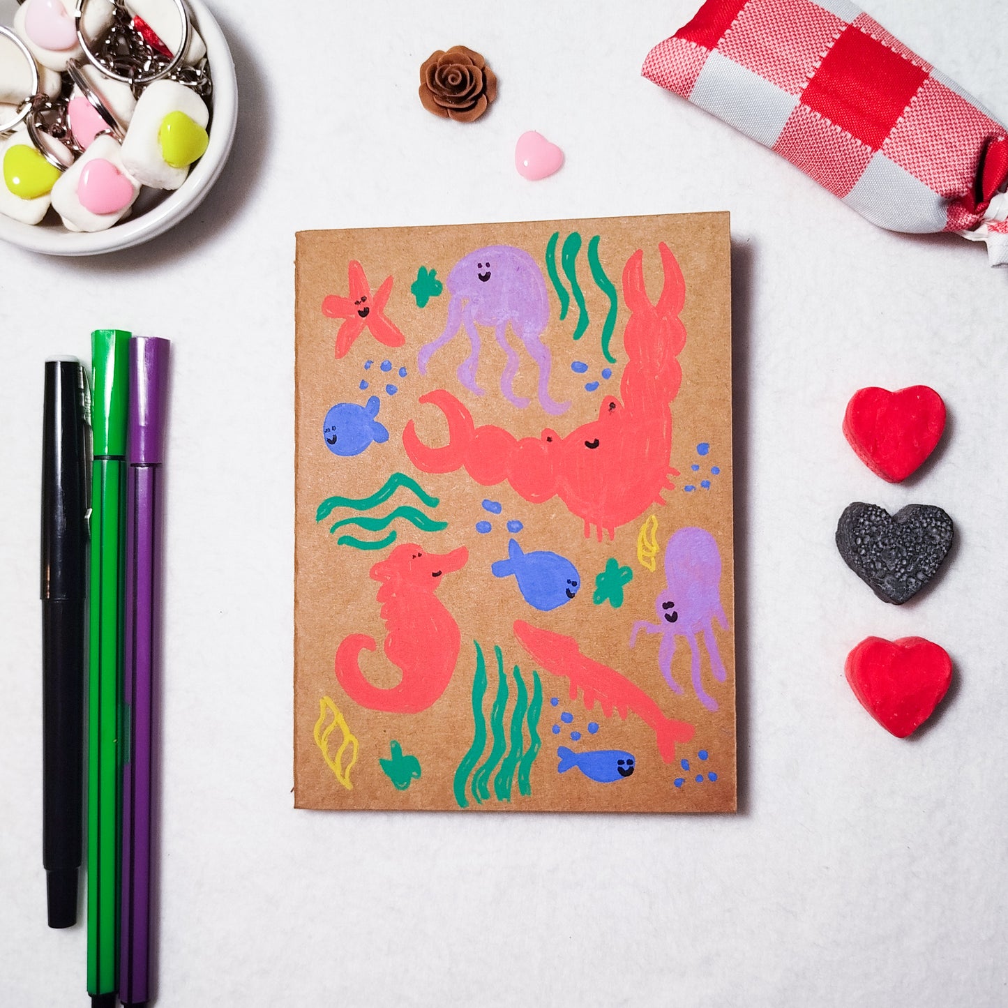 Hand-illustrated kraft notebook | A6 notebook | Original art notebook | Handcrafted gift | Abstract illustration | Children's notebook | Original illustration | Unique gift | Creative stationery
