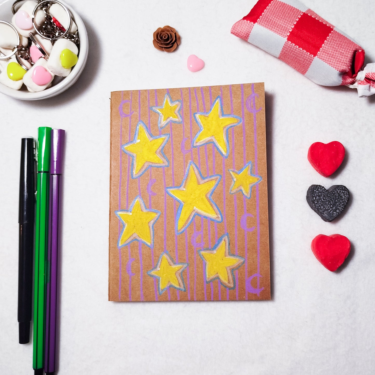 Hand-illustrated kraft notebook | A6 notebook | Original art notebook | Handcrafted gift | Abstract illustration | Children's notebook | Original illustration | Unique gift | Creative stationery