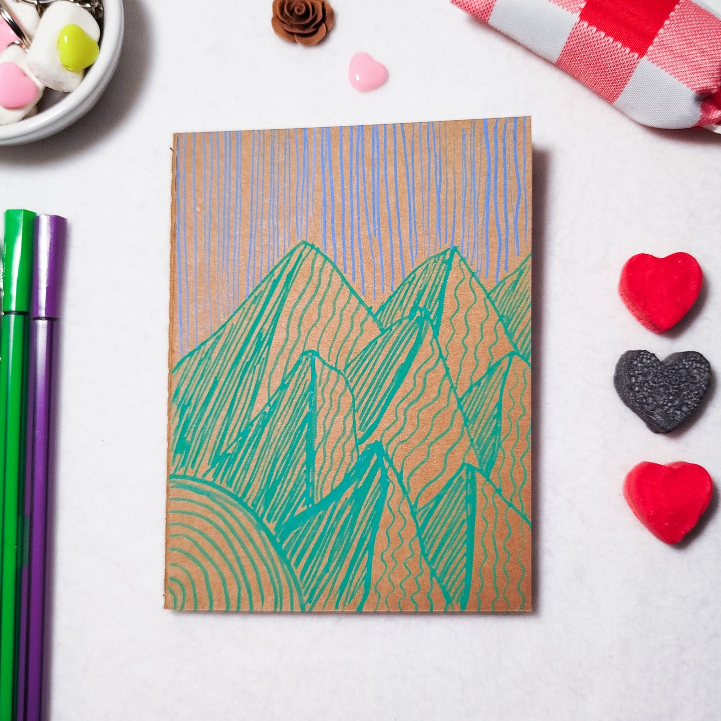 Hand-illustrated kraft notebook | A6 notebook | Original art notebook | Handcrafted gift | Abstract illustration | Children's notebook | Original illustration | Unique gift | Creative stationery