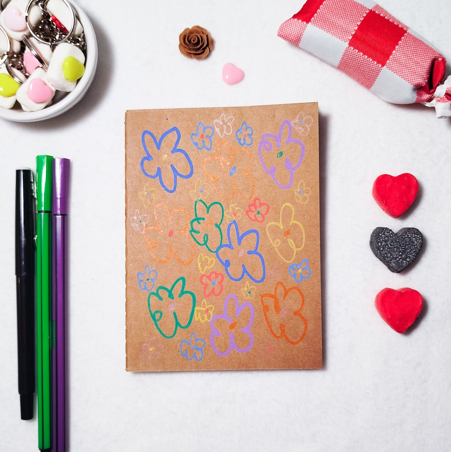 Hand-illustrated kraft notebook | A6 notebook | Original art notebook | Handcrafted gift | Abstract illustration | Children's notebook | Original illustration | Unique gift | Creative stationery