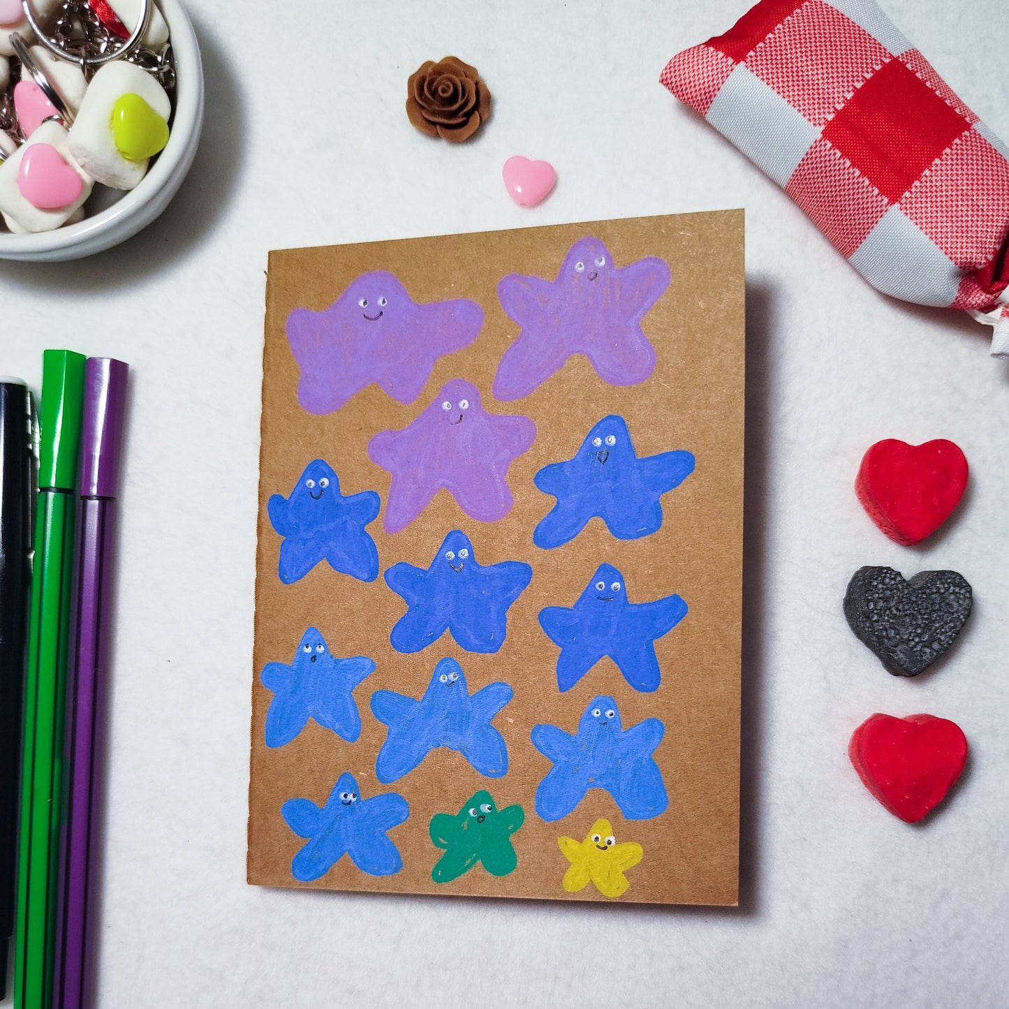 Hand-illustrated kraft notebook | A6 notebook | Original art notebook | Handcrafted gift | Abstract illustration | Children's notebook | Original illustration | Unique gift | Creative stationery