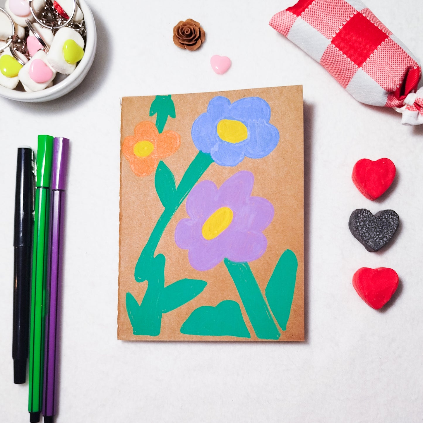 Hand-illustrated kraft notebook | A6 notebook | Original art notebook | Handcrafted gift | Abstract illustration | Children's notebook | Original illustration | Unique gift | Creative stationery
