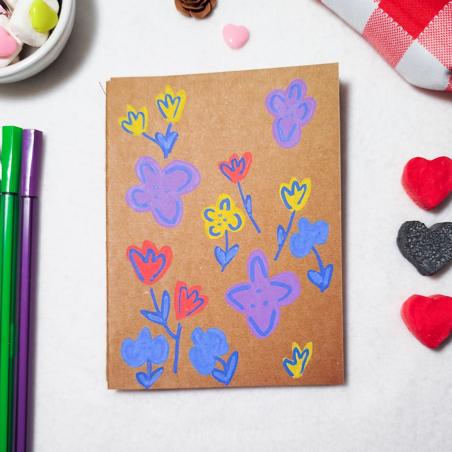 Hand-illustrated kraft notebook | A6 notebook | Original art notebook | Handcrafted gift | Abstract illustration | Children's notebook | Original illustration | Unique gift | Creative stationery