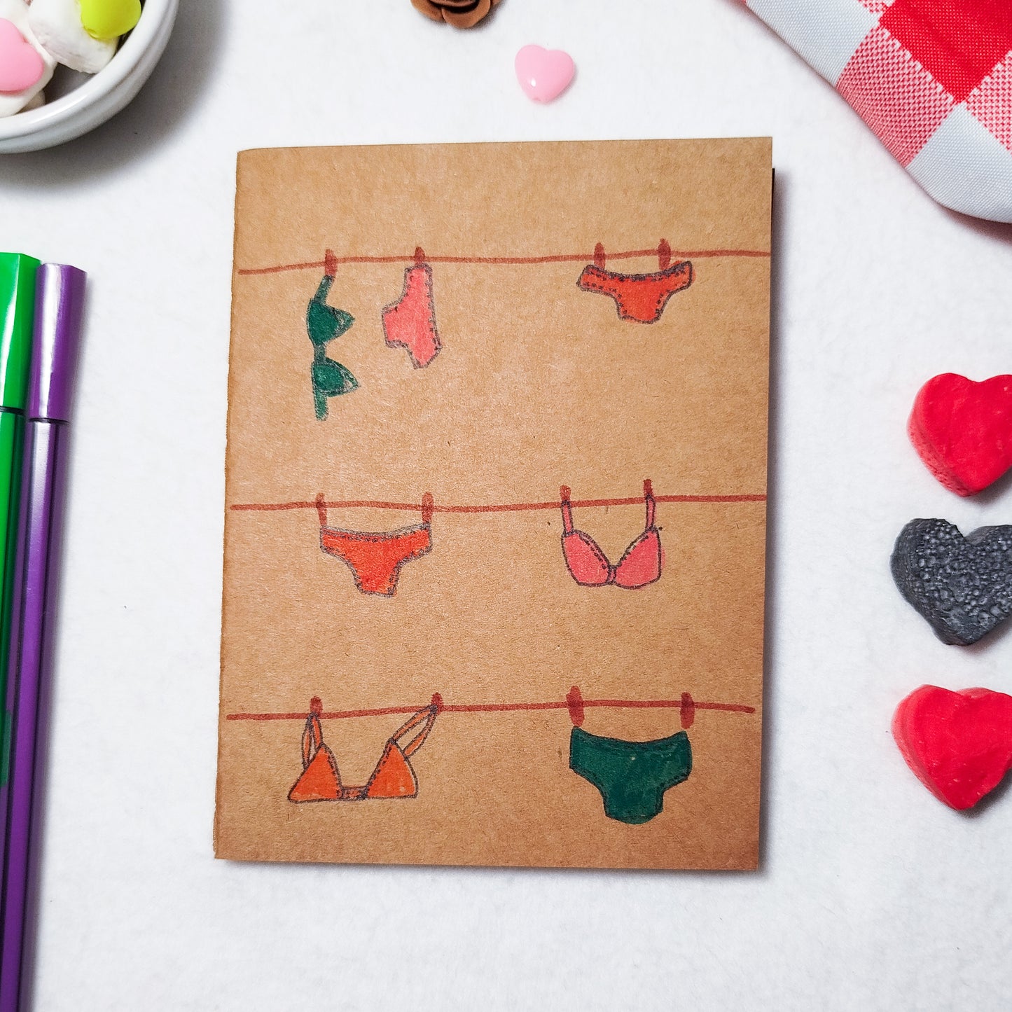 Hand-illustrated kraft notebook | A6 notebook | Original art notebook | Handcrafted gift | Abstract illustration | Children's notebook | Original illustration | Unique gift | Creative stationery