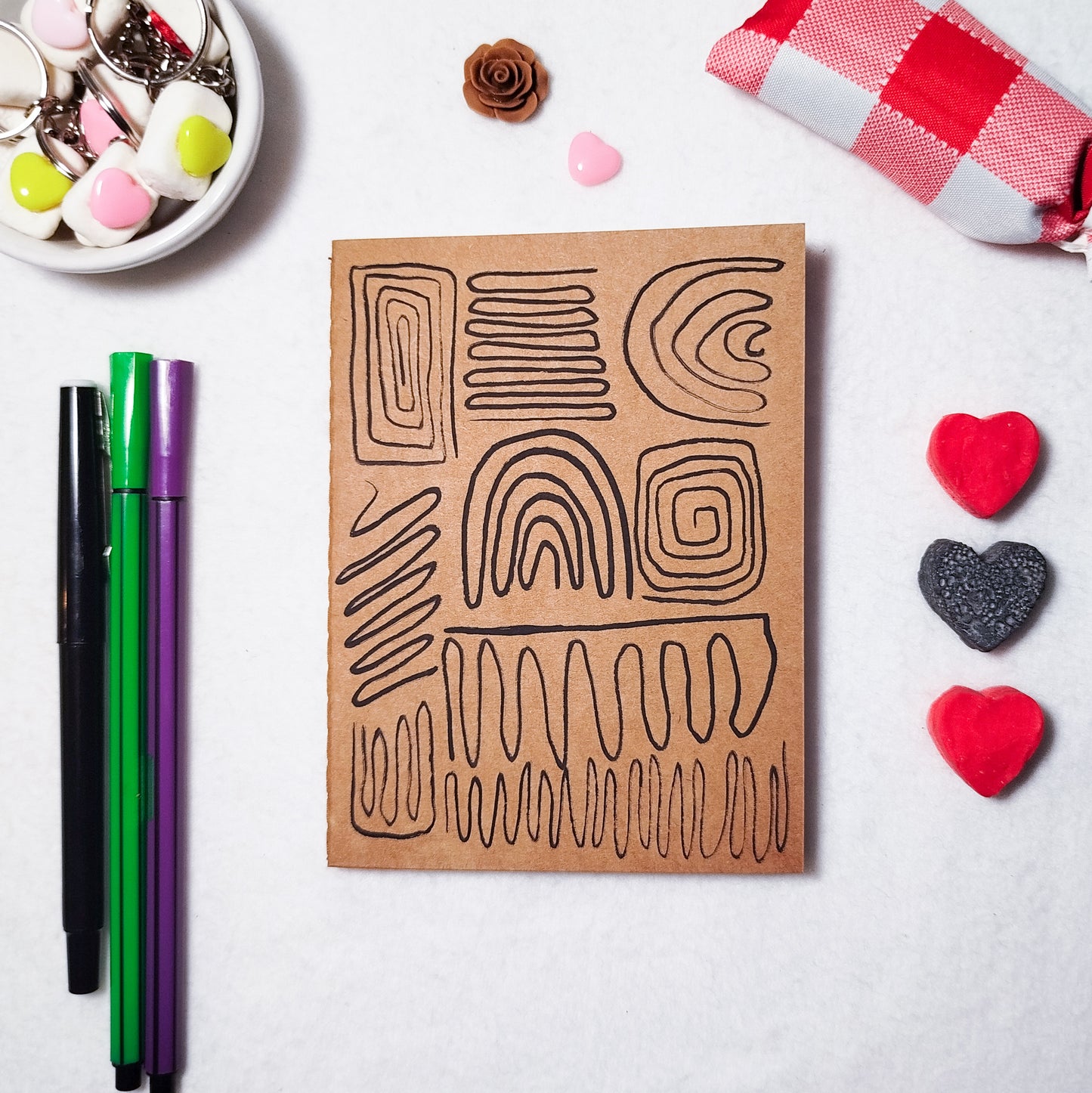 Hand-illustrated kraft notebook | A6 notebook | Original art notebook | Handcrafted gift | Abstract illustration | Children's notebook | Original illustration | Unique gift | Creative stationery