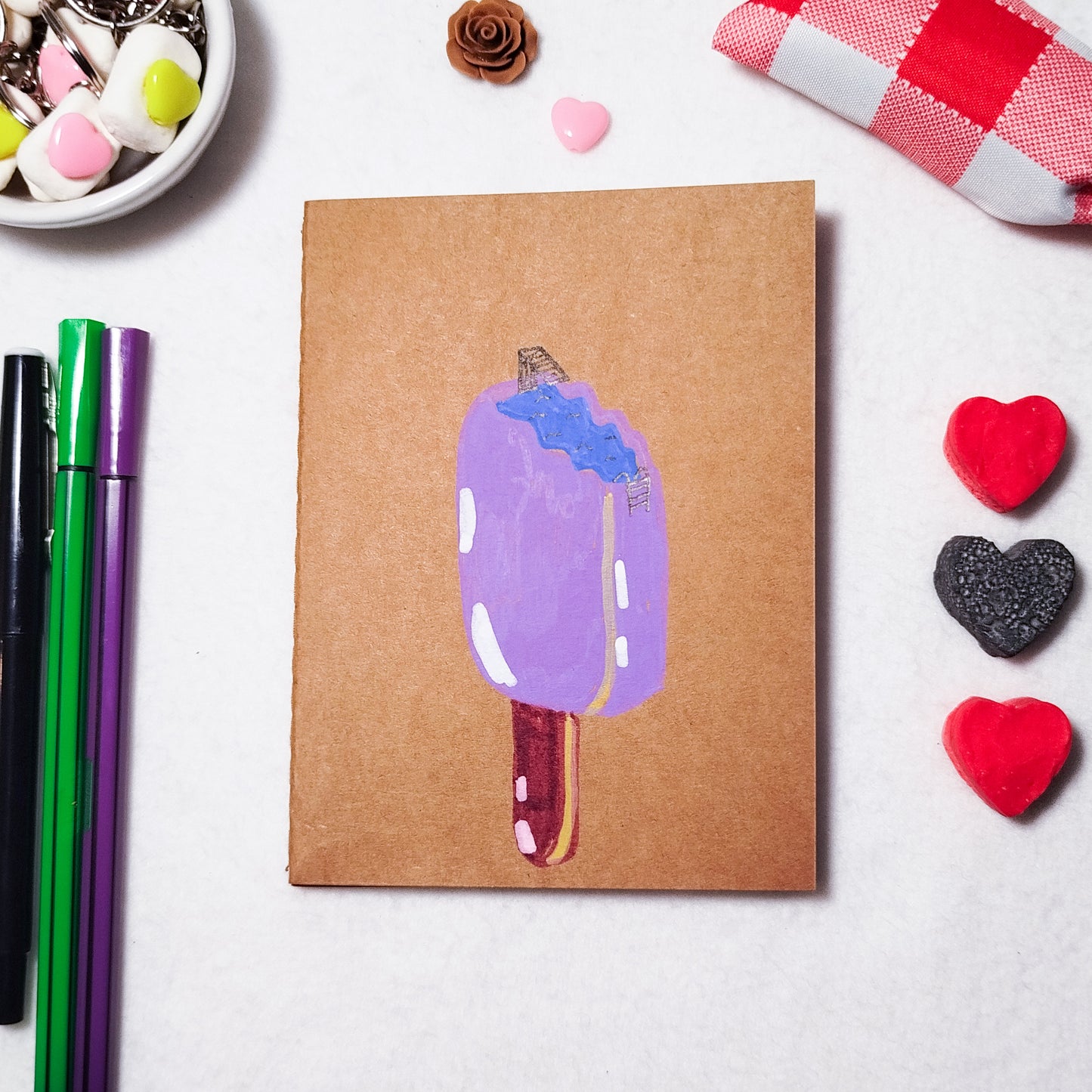 Hand-illustrated kraft notebook | A6 notebook | Original art notebook | Handcrafted gift | Abstract illustration | Children's notebook | Original illustration | Unique gift | Creative stationery