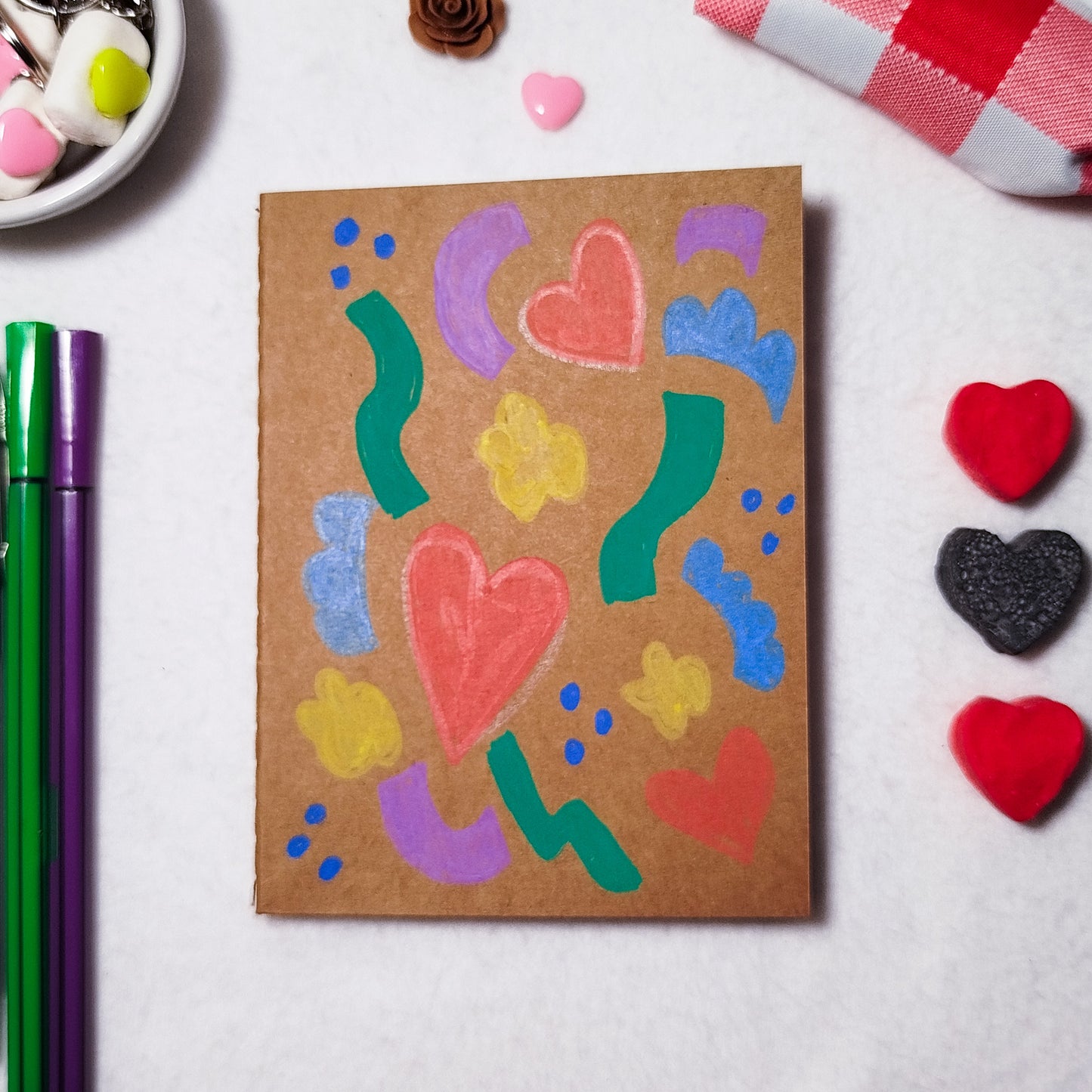 Hand-illustrated kraft notebook | A6 notebook | Original art notebook | Handcrafted gift | Abstract illustration | Children's notebook | Original illustration | Unique gift | Creative stationery