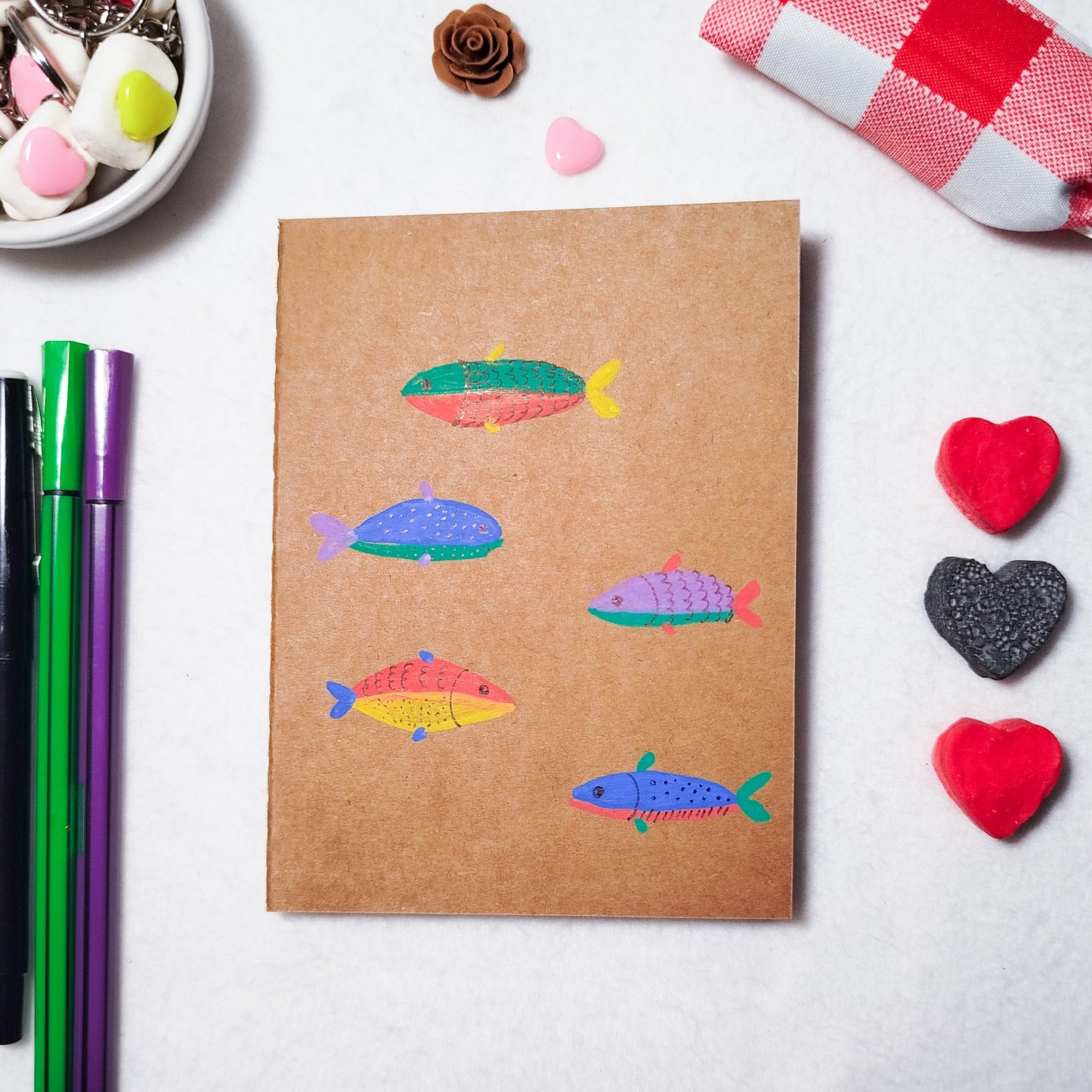 Hand-illustrated kraft notebook | A6 notebook | Original art notebook | Handcrafted gift | Abstract illustration | Children's notebook | Original illustration | Unique gift | Creative stationery