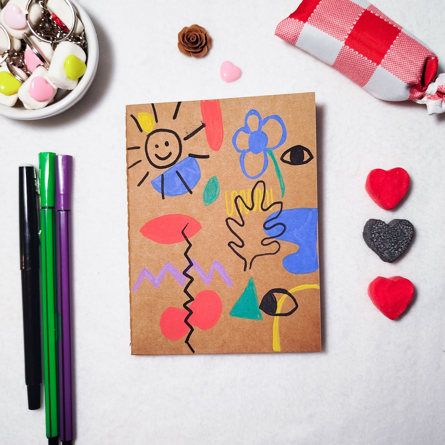 Hand-illustrated kraft notebook | A6 notebook | Original art notebook | Handcrafted gift | Abstract illustration | Children's notebook | Original illustration | Unique gift | Creative stationery