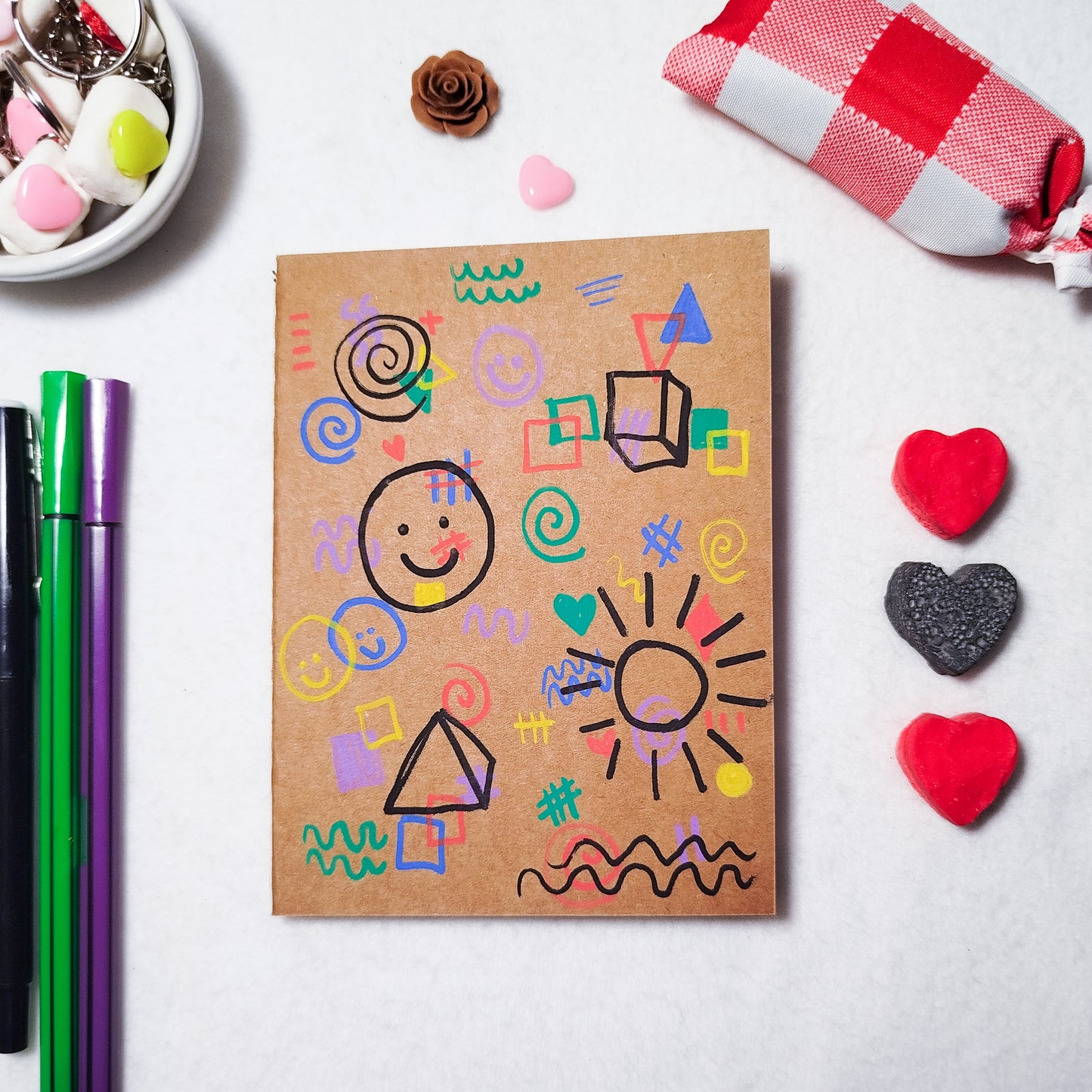 Hand-illustrated kraft notebook | A6 notebook | Original art notebook | Handcrafted gift | Abstract illustration | Children's notebook | Original illustration | Unique gift | Creative stationery