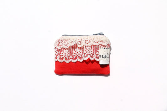 Deep Pink - Coin Purse - Vintage Lace | Retro-Chic Clutch - Handcrafted Gift - Handmade - Small Clutch - One-of-a-Kind Design
