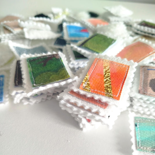 Handmade fabric stamp - mini handmade stamp - unique sewing patch - scrapbooking decoration