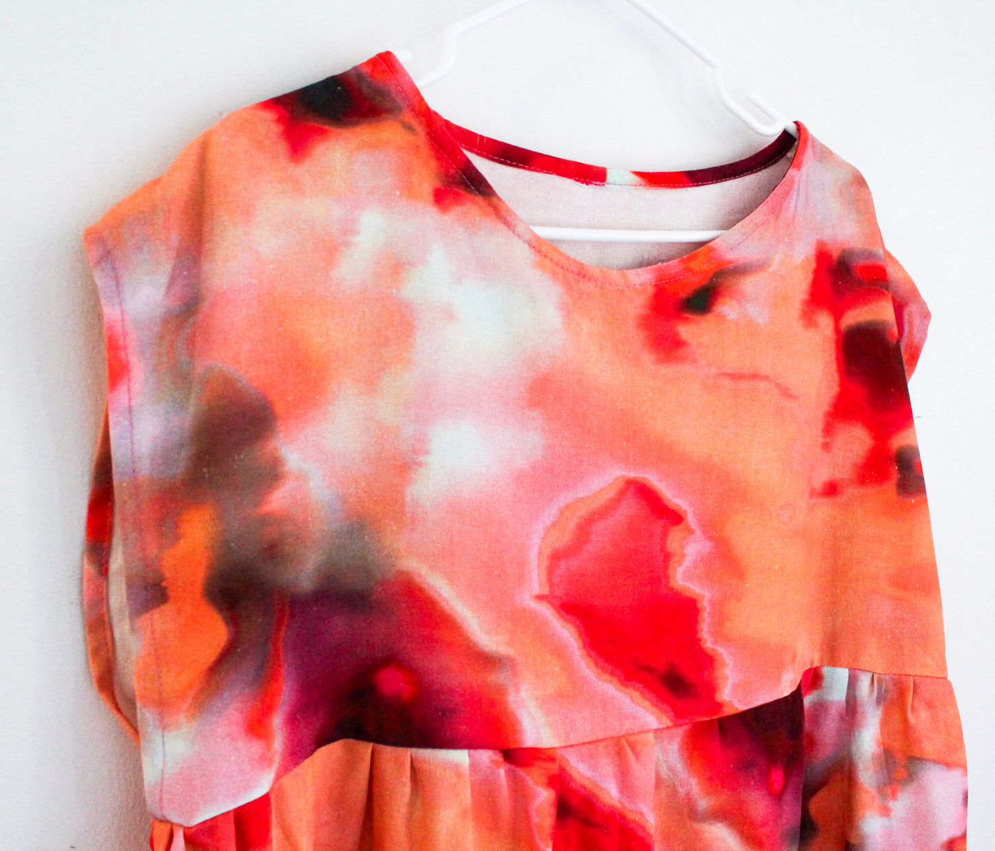 Abstract Red Dress | Wearable Art Dress | Upcycled Fashion Made in Montreal | Women's Size Large | One of a Kind Handmade Dress