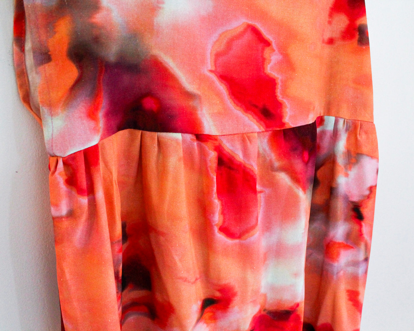 Abstract Red Dress | Wearable Art Dress | Upcycled Fashion Made in Montreal | Women's Size Large | One of a Kind Handmade Dress
