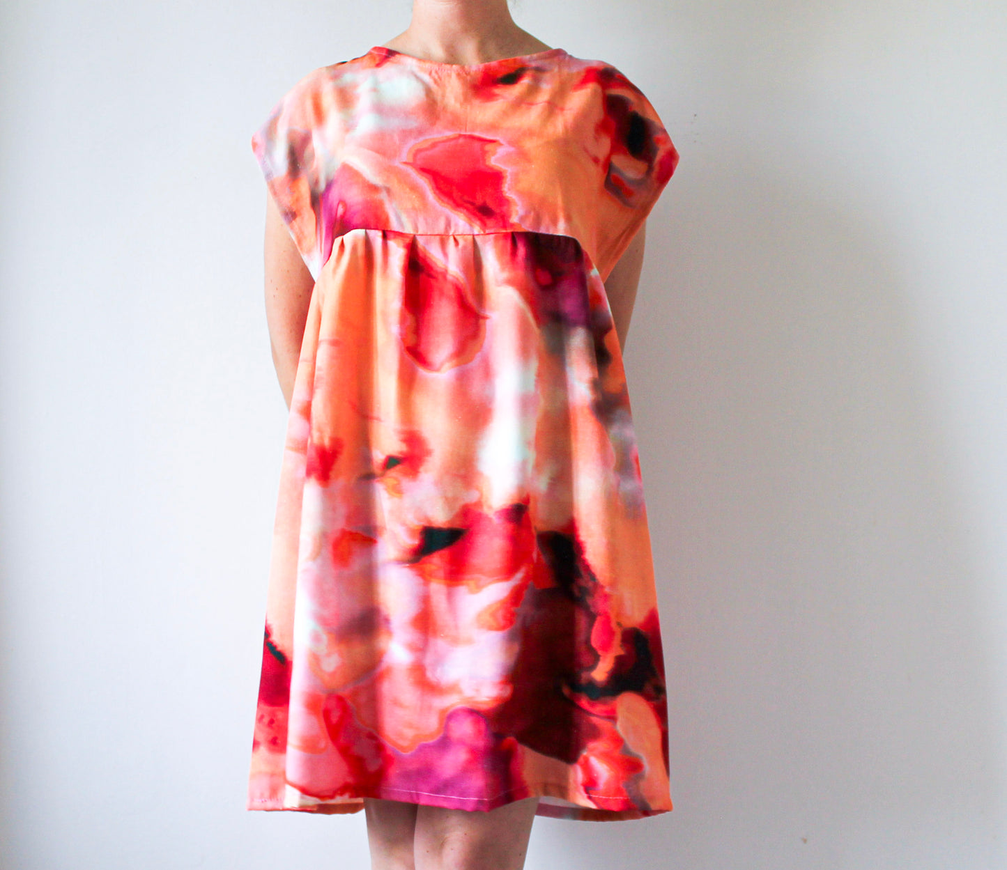 Abstract Red Dress | Wearable Art Dress | Upcycled Fashion Made in Montreal | Women's Size Large | One of a Kind Handmade Dress